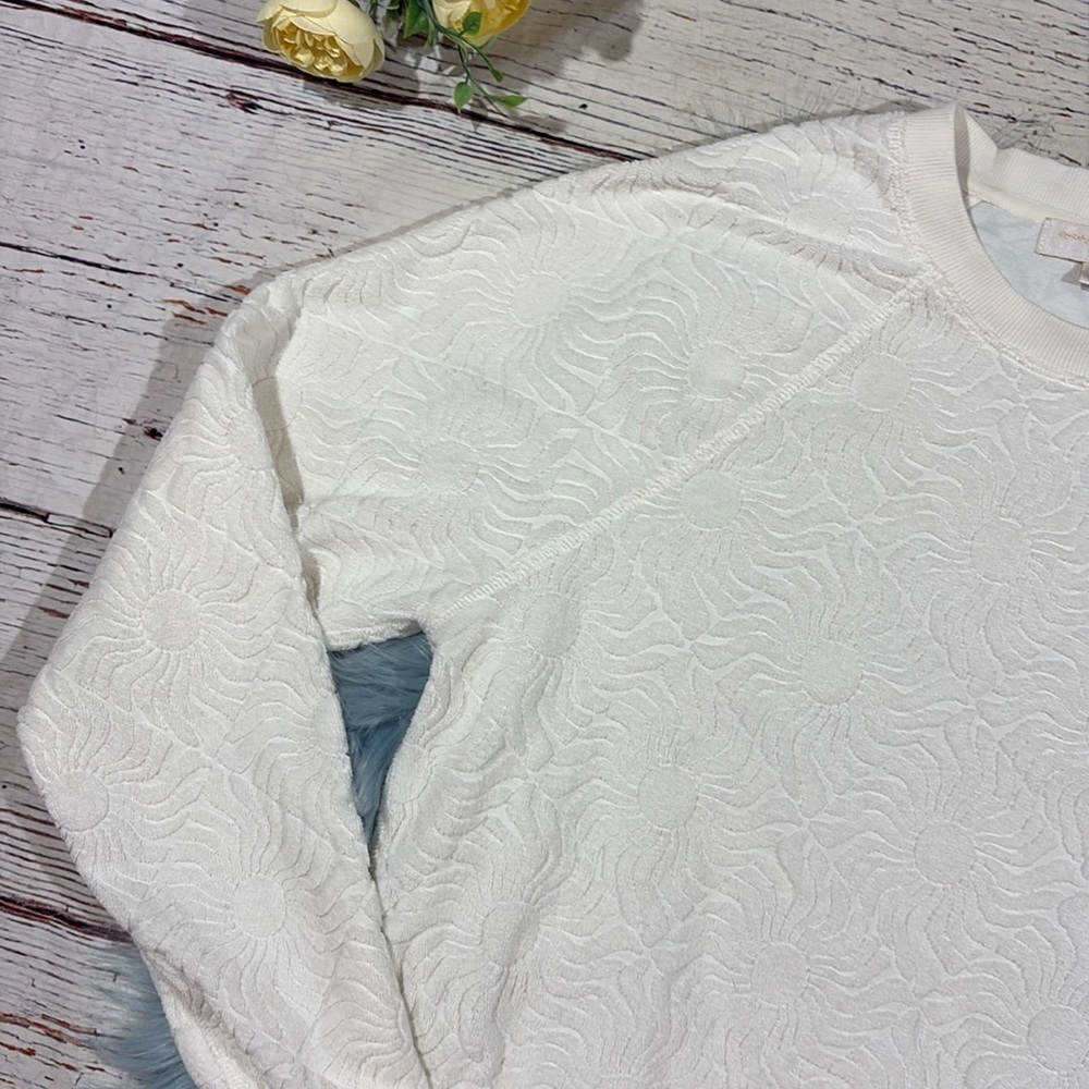 Spiritual Gangster Oversize Cotton Blend Jacquard Terry Sweatshirt White - Picture 6 of 9
